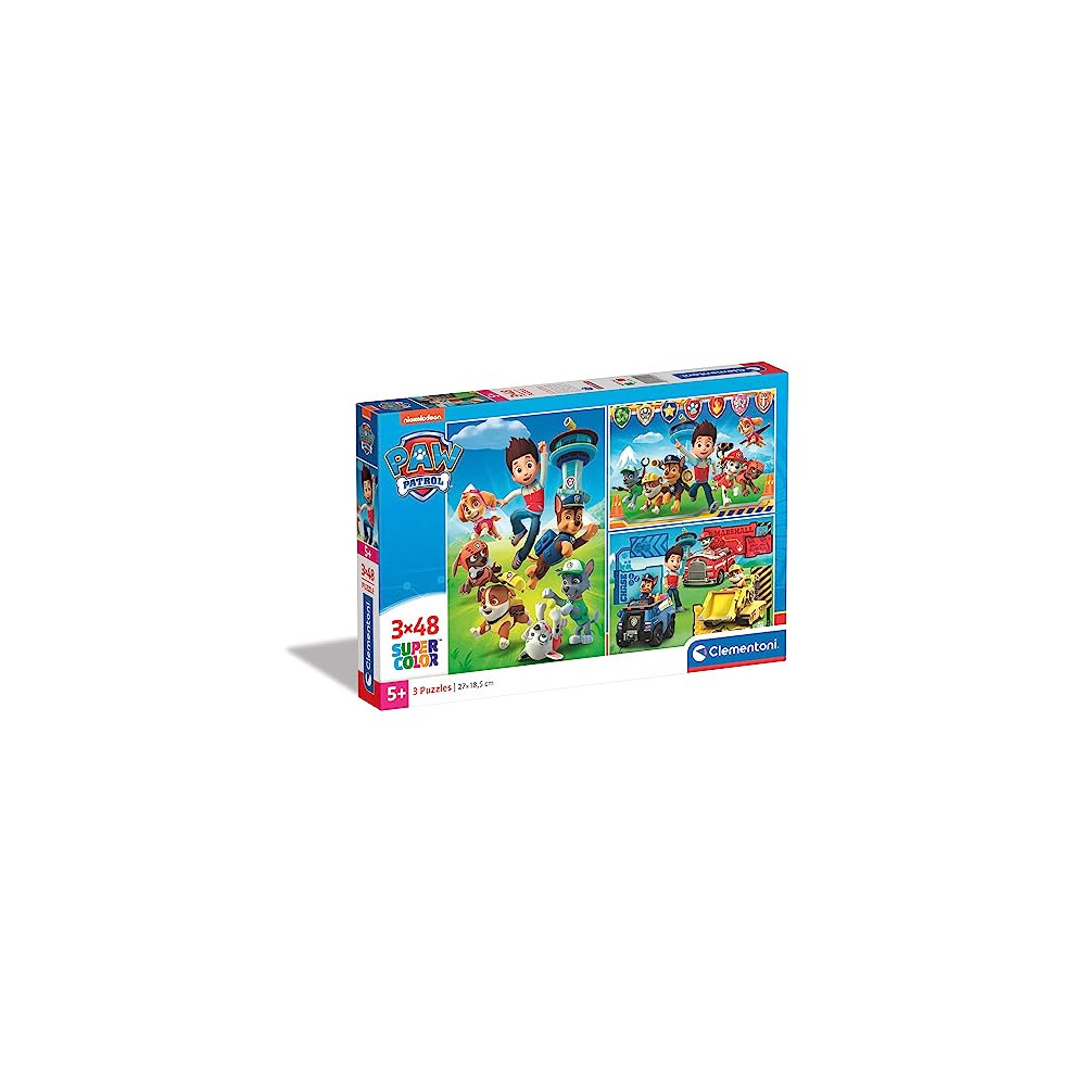 Clementoni 25209 Paw Patrol Supercolor Puzzle for Children-3 x 48 Pieces, Ages 5 Years Plus