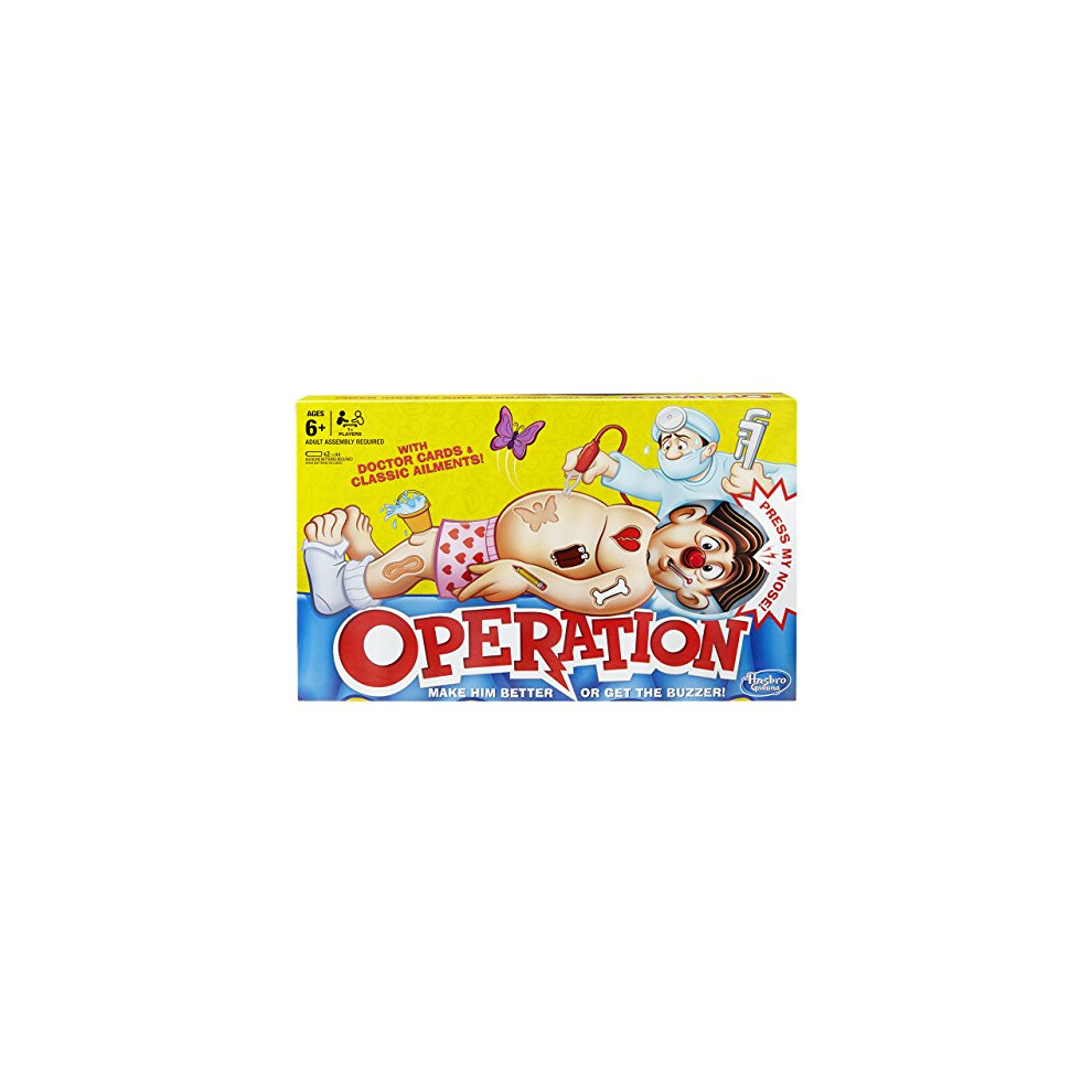 Hasbro Gaming Classic Operation Game, Electronic Board Game with Cards, Indoor Game for Kids Ages 6 and Up