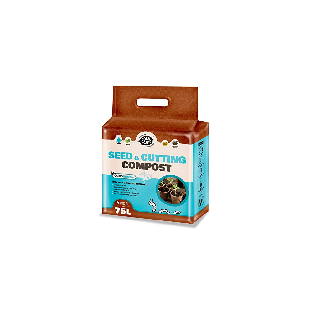 Coco&Coir Everything In A Nutshell Coco & Coir Seed Compost Perlite Potting Mix | Peat-Free Organic Coco Soil Indoor Plants/Houseplants - Coco Grow+ 75L/5Kg