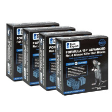 Pest Expert B+ Advanced Rat & Mouse Poison Blocks 4x300g - Single-Feed, Maximum Strength Rodent Killer (1.2kg)