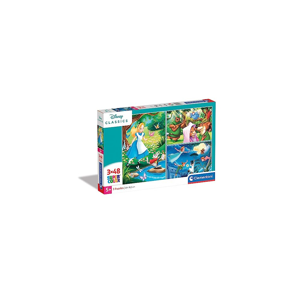 Clementoni 25267, Disney Classic Supercolor Puzzles For Children And Adults - 3 X 48 Pieces, Ages 4 Years Plus