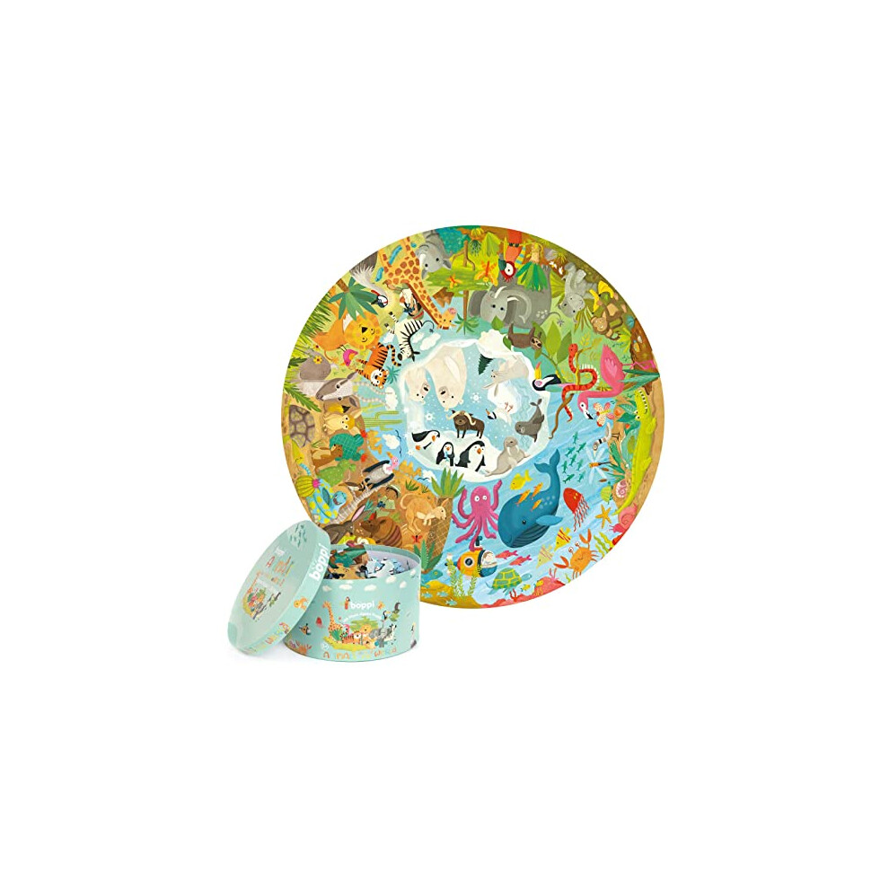 Animals of the World Jigsaw Kids Round Puzzle for Children Age 5-8 Year Olds - 100% Recycled Card 150 Piece Animal Jigsaw Puzzles for Kids 5+ Years