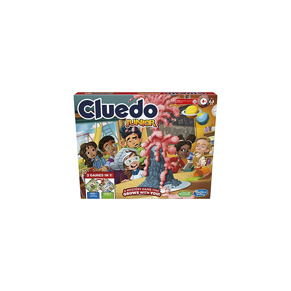 Clue Junior Game, 2-Sided Gameboard, 2 Games in 1, Clue Mystery Game for Younger Kids, Kids Board Games, Junior Games