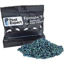 Pest Expert Formula 'B+' Advanced Rat Poison Grain Bait 1kg (10 x 100g) - Fast Acting Rodent Killer, Single Feed Max Strength Rat Poisoning,