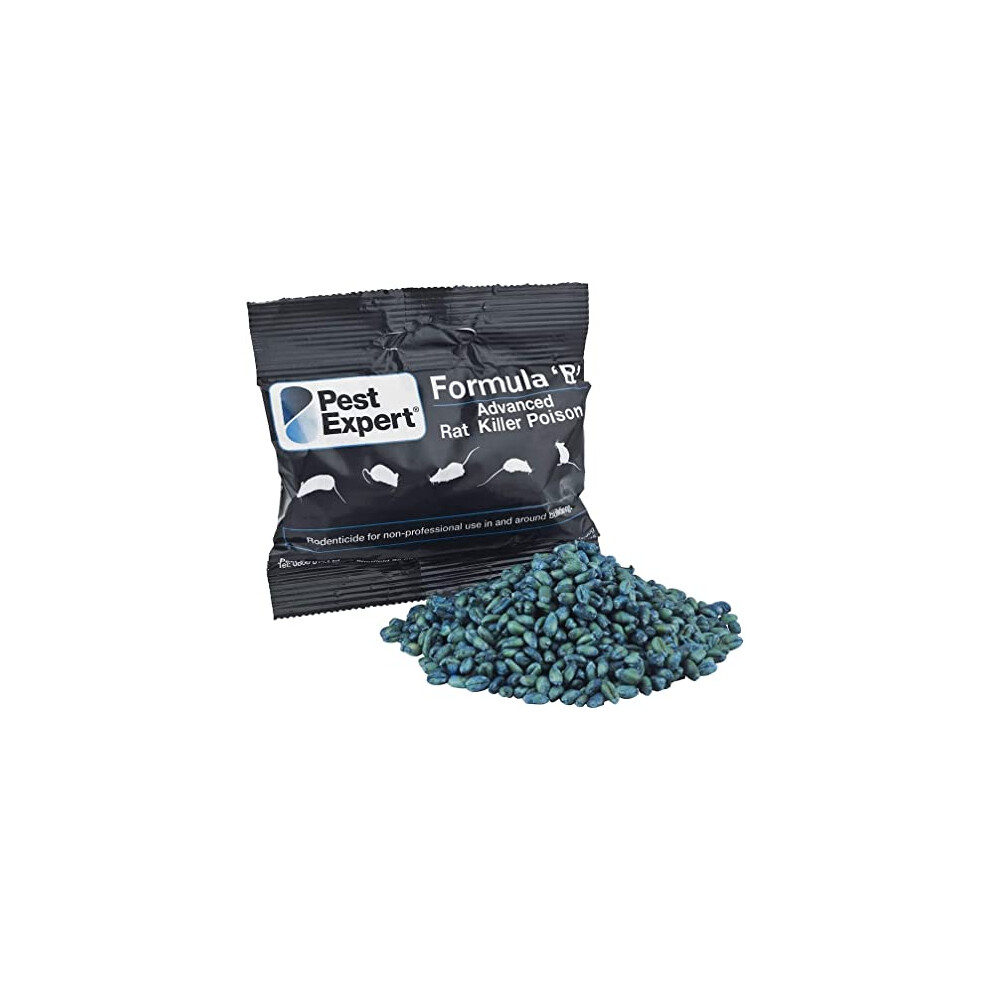 Pest Expert Formula 'B+' Advanced Rat Poison Grain Bait 1kg (10 x 100g) - Fast Acting Rodent Killer, Single Feed Max Strength Rat Poisoning,