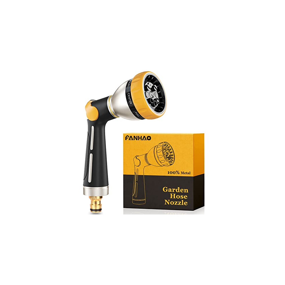 Fanhao Hose Pipe Spray Gun, 100% Heavy Duty Metal Hose Spray Gun With Thumb Control, High Pressure Hose Nozzle With 8 Adjustable Spray Patterns For