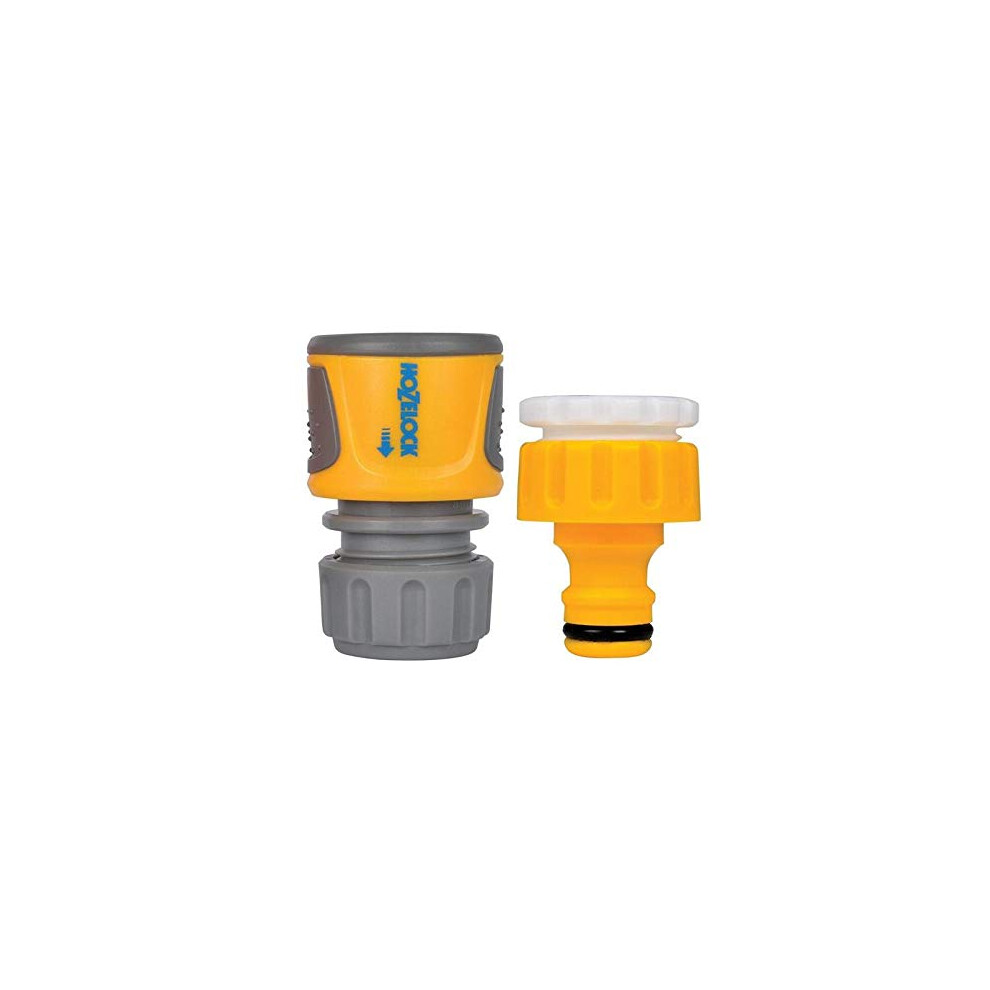 HOZELOCK - Outdoor Tap Connector Kit + Hose Connector ? 12.5 - 15mm (1/2"- 5/8") Soft Touch : For Taps ? 21 - 26.5 mm (1/2"- 3/4"), Watertight,