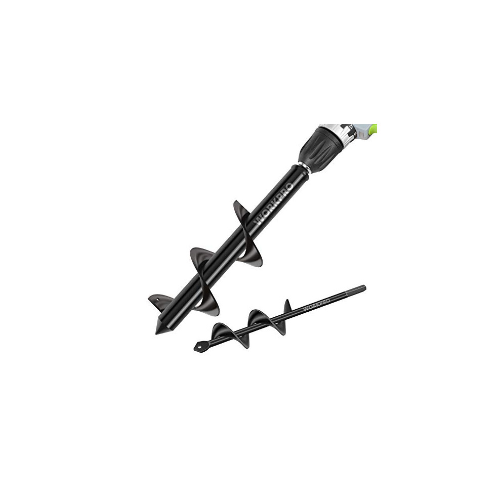 WORKPRO Auger Drill Bit Set with Hex Drive 2-Piece, Garden Post Hole Digger for Planting Bulbs Seedlings, 4x22cm 8x30cm-image-OPC-PFHYYC8-NEW