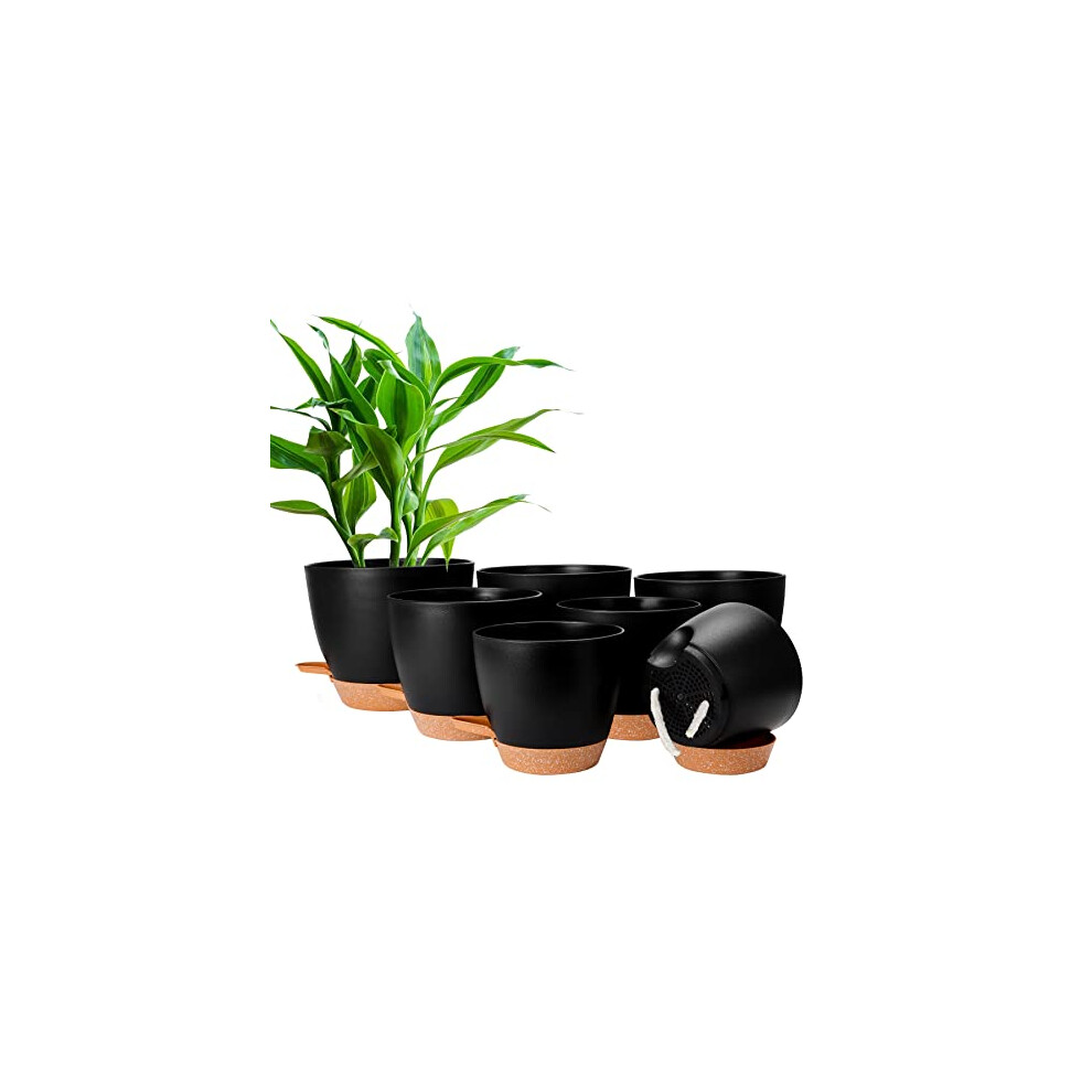 CSYY Plant Pots Indoor, 7Pack Plastic Plant Pots 20.3/19/17.7/16.5/15.2/14/12.7cm, Flower Pots Outdoor Self Watering Plant Pot with Drainage Holes-image-OPC-PFHYYCC-NEW