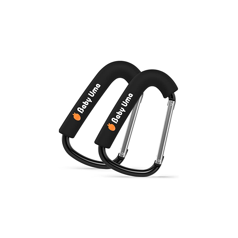Xl Baby Stroller Hooks For Hanging Bags And Shopping (2 Pack) - Universal Stroller Clips And Hooks - Large Carabiner Stroller Accessories - Baby Uma