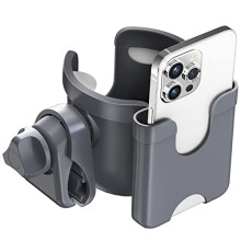 Stroller Cup Holder, Gusieapue Universal Pushchair/Pram Cup Holder,Baby Bottle Organizer for Stroller,Drink and Coffee Cup Holder with Phone Storage