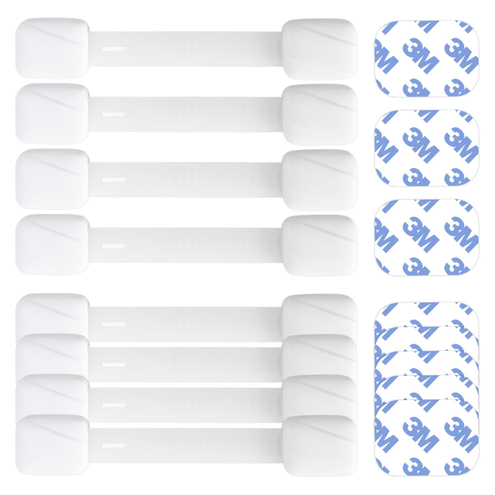 Babygo Babygo? Child Safety Straps 8X Premium Baby Proofing Door & Cupboard Locks | 30 Second Install | No Diy | Smart Unlock - White