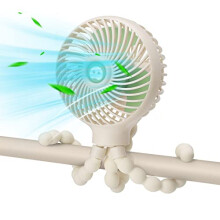 Pram Fan Stroller Fan Rechargeable Clip On Fan Portable Handheld Baby Buggy Fan Cooling,Beige Battery Personal Fan for Pram Accessories Stroller