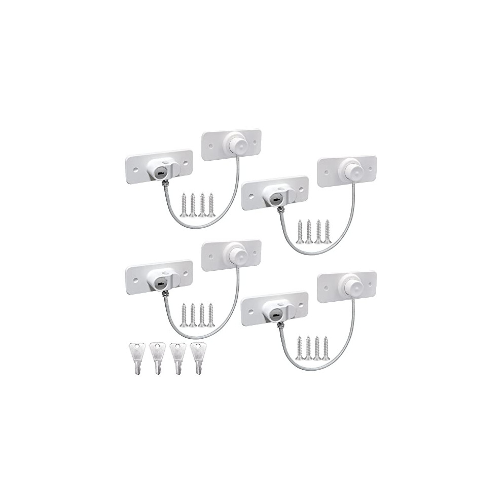 4 Pack Window Restrictors For Upvc Windows, Safety Locks With Key Cable Lock Door Fridge Cupboard For Children,Drillable/Self-Adhesive Mivitoom
