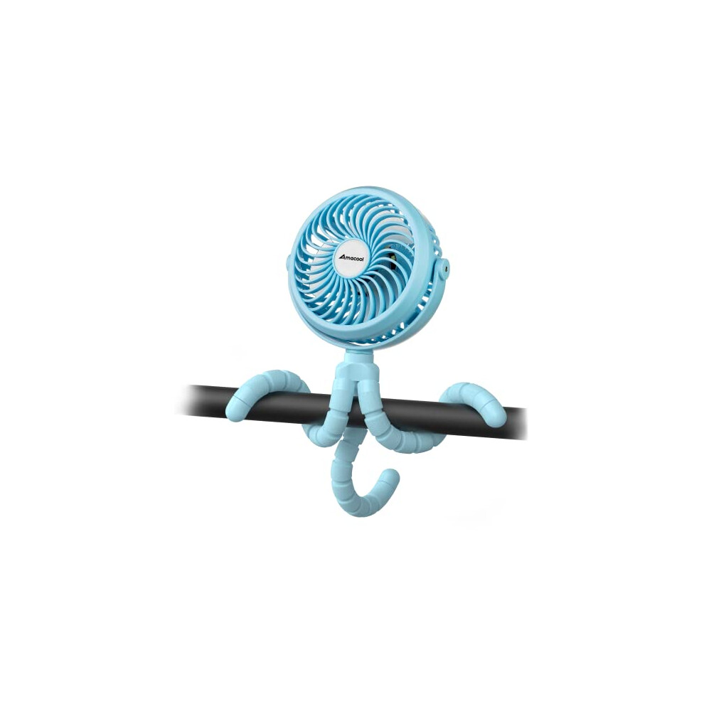 Battery Operated Stroller Fan Flexible Tripod Clip On Fan With 3 Speeds And Rotatable Handheld Personal Fan For Car Seat Crib Bike Treadmill Amacool