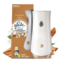 Glade Plug In Air Freshener, Electric Scented Oil Holder & Refill, Sandalwood & Jasmine, Pack of 1 Starter Kits, (1 x Holder and 1 x 10 ml Refill)