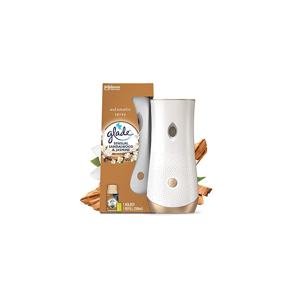 Glade Plug In Air Freshener, Electric Scented Oil Holder & Refill, Sandalwood & Jasmine, Pack of 1 Starter Kits, (1 x Holder and 1 x 10 ml Refill)