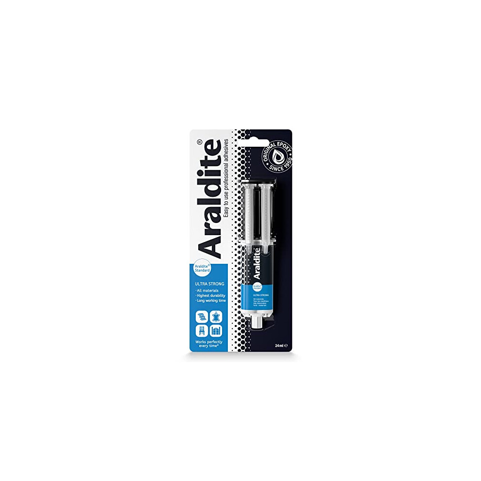Araldite Standard 2-Part Epoxy Syringe Ultra Strong, Multipurpose & Solvent-Free Adhesive Works as Ceramic, Plastic, Metal, Jewellery & Glass Glue For
