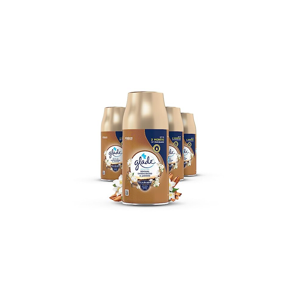 Glade Automatic Air Freshener Refills, Room Spray & Odour Eliminator, Sandalwood & Jasmine, 4 Refills (4 x 269 ml), Packaging May Vary