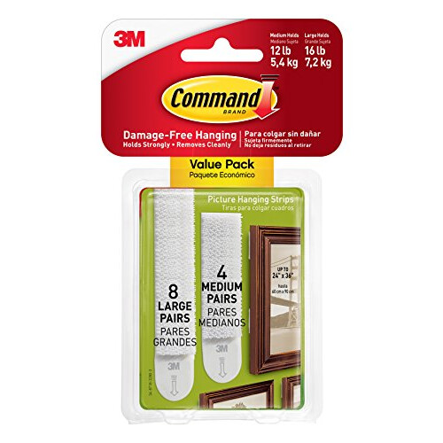 3M Command 17209 Picture Mounting Multi-Pack 4 x 2 M and 8 x 2 Strips Size L, Gro?/Mittelgro
