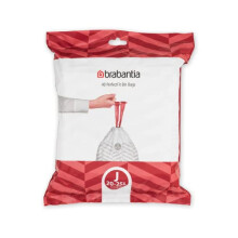 Brabantia PerfectFit Bin Liners Size J (23 Litre), White,115608 Thick Plastic Trash Bags with Tie Tape Drawstring Handles (40 Bag)