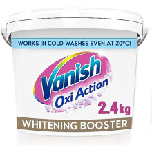 Vanish Gold Oxi Action Laundry Booster and Stain Remover Powder for Whites 2.4kg, Removes Tough Stains Even at 20?, For Whiter Whites, Safe on