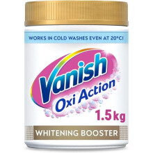 Vanish Gold Oxi Action Laundry Booster and Stain Remover Powder for Whites 1.5kg, Removes Tough Stains Even at 20?, For Whiter Whites, Safe on