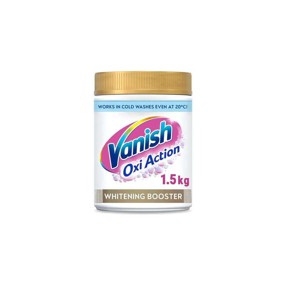 Vanish Gold Oxi Action Laundry Booster and Stain Remover Powder for Whites 1.5kg, Removes Tough Stains Even at 20?, For Whiter Whites, Safe on