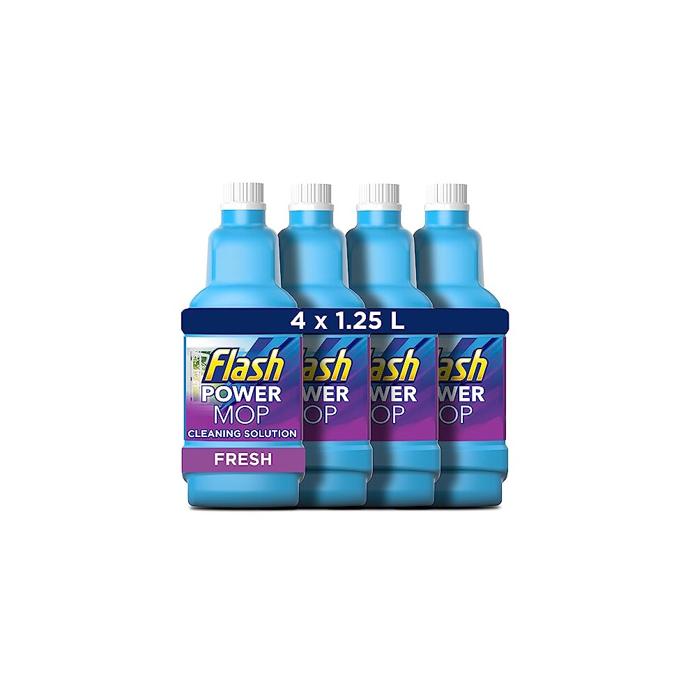 Flash Powermop Refill Liquid, Floor Cleaner, Fresh, 5 Litres (1.25 L x 4)