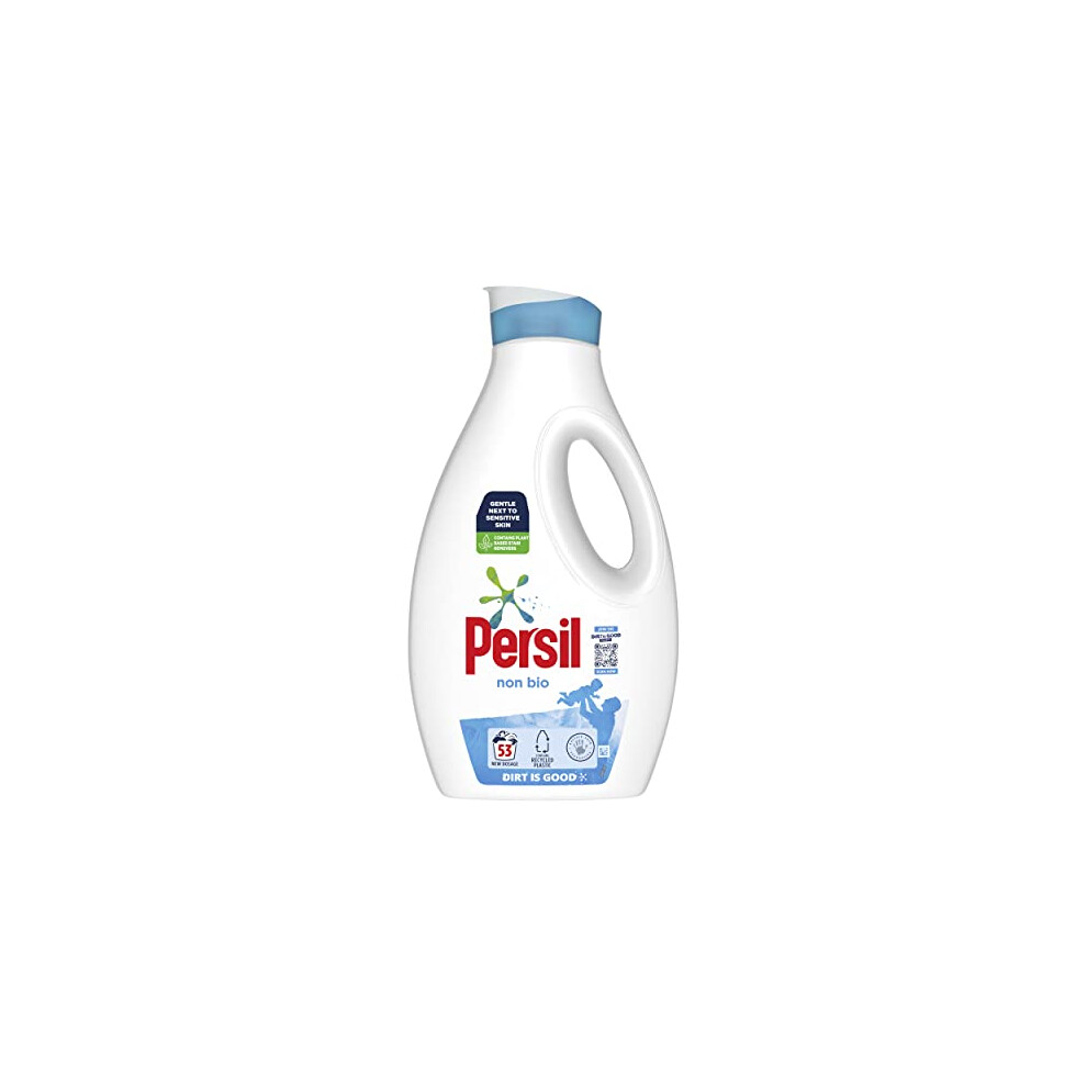 Persil Non Bio Laundry Washing Liquid Detergent 100% recyclable bottle tough on stains, gentle next to sensitive skin 53 wash 1.431 L