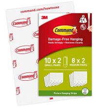 Command Picture Hanging Strips, Value Pack - 10 x 2 Small and 8 x 2 Medium Adhesive Strips - For Pictures & Frames in Different Sizes - Damage Free