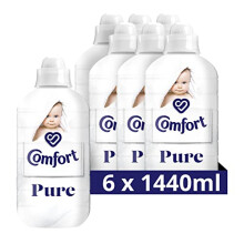 Comfort Pure Fabric Conditioner pack of 6(288 washes total) dermatologically tested gentle next to sensitive skin 48 Wash 1.56 l