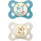 MAM MAM Original Night Soother 2-6 Months (Pack of 2), Sustainable Baby Soother, SkinSoft Silicone Teat, Glow in the Dark Soother, Blue (Designs May Vary) 1