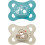 MAM MAM Original Soother 2-6 Months (Pack of 2), Baby Soother Made from Sustainable Material, SkinSoft Silicone Teat, with MAM Soother Case, Blue (Designs 1