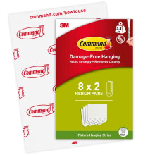 Command Picture Hanging Strip Value Pack - 8 x 2 Medium Adhesive Picture Hanging Strips - For Pictures, Frames, Mirrors, Wall d?cor - Damage Free