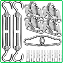 Sun Shade Sail Fixing Kit, M6 Heavy Duty Sun Sail Shade Hardware Kit, 304 Stainless Steel Awning Attachment Set for Garden Triangle and Square,