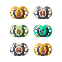 Tommee Tippee Fun Style Soothers, 18-36m, Pack of 6 Dummies, Symmetrical Orthodontic Design, BPA-Free Silicone Baglet