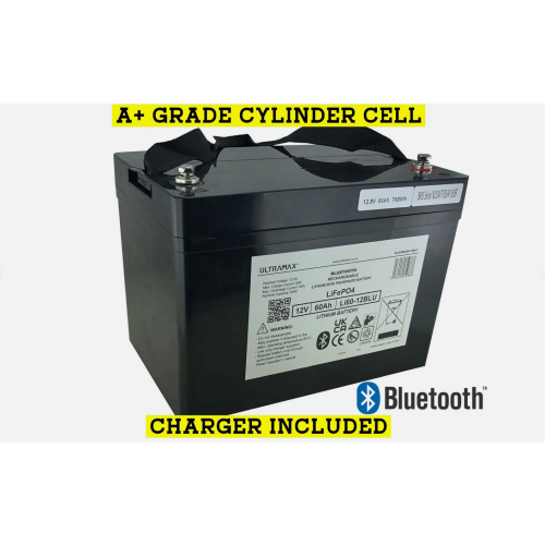 ULTRAMAX  12V 60Ah Lithium Battery WITH BLUETOOTH Upgrades AGM