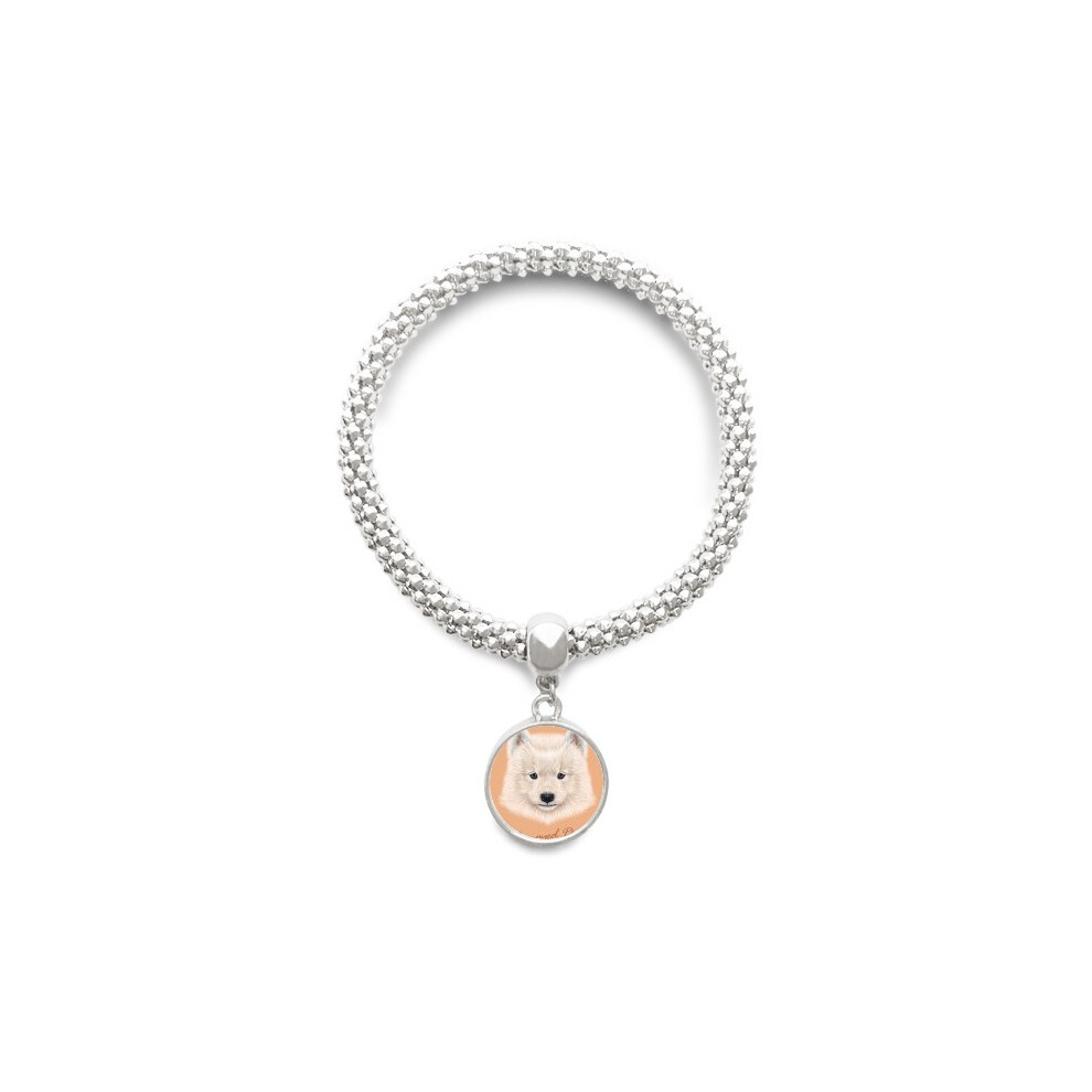 Photos - Pendant / Choker Necklace White Samoyed Dog Pet Animal Sliver Bracelet Pendant Jewelry Chain Adjustable Bangle