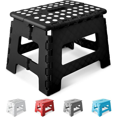 KEPLIN 9 inch Folding Step Stool Non-Slip Foldable stool, Black