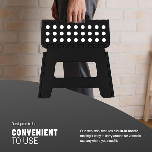 KEPLIN 9 inch Folding Step Stool Non-Slip Foldable stool, Black 2