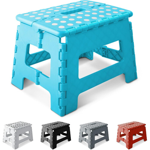 KEPLIN 9 inch Folding Step Stool Non-Slip Foldable stool, Blue