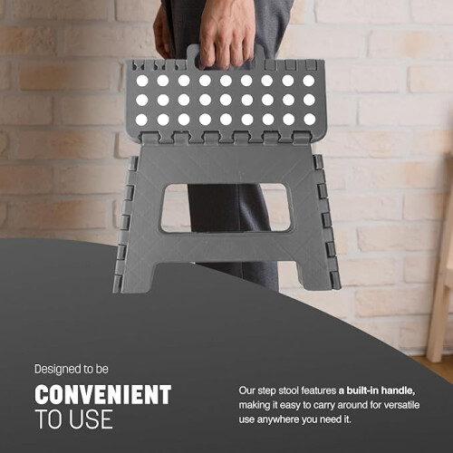 KEPLIN 11 inch Folding Step Stool Non-Slip Foldable stool, Grey 2