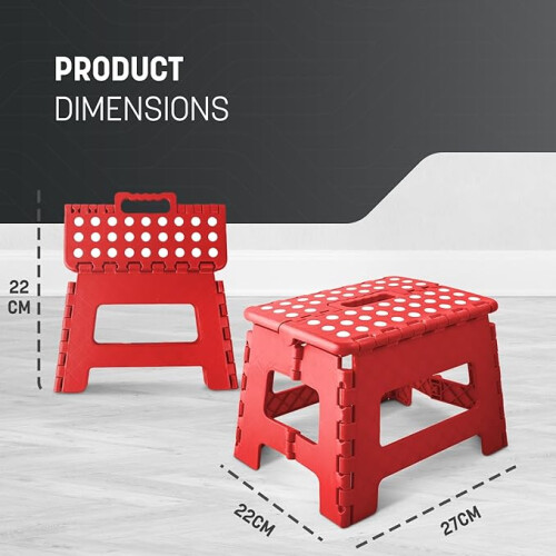 KEPLIN 9 inch Folding Step Stool Non-Slip Foldable stool, Red 2
