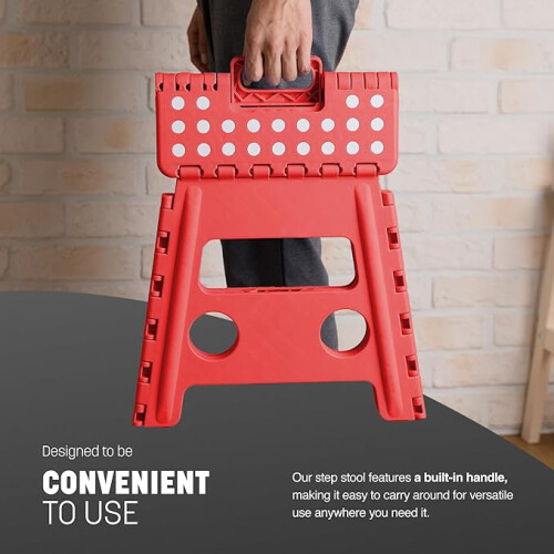 KEPLIN 13 inch Folding Step Stool Non-Slip Foldable stool, Red 2