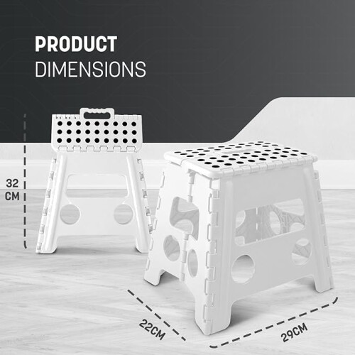 KEPLIN 13 inch Folding Step Stool Non-Slip Foldable stool, White 2