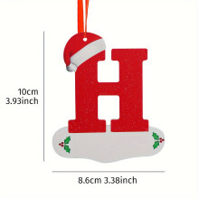 (H) 1PC Christmas Tree Decoration Letter Pendant, 26 Christmas Hat Letter Home Decoration Pendant