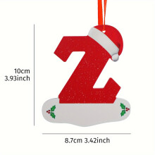 (Z) 1PC Christmas Tree Decoration Letter Pendant, 26 Christmas Hat Letter Home Decoration Pendant