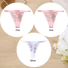 (Set 27, 3pcs) 3pcs Lace Womens Panties Floral Sexy Underwear Thongs