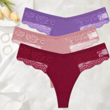 (SET 26, SET) 3pcs Women Cotton G string Lingerie Panties Thongs Femme Underwear